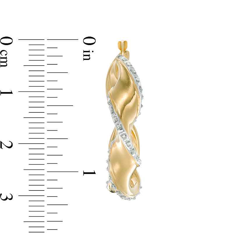 Main Image 2 of Diamond Fascination™ Ribbon Twist Hoop Earrings in 14K Gold