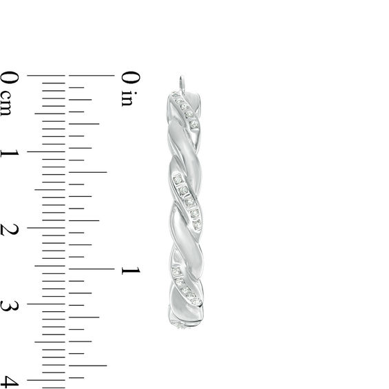 Diamond Fascination™ Twist Hoop Earrings in 14K White Gold