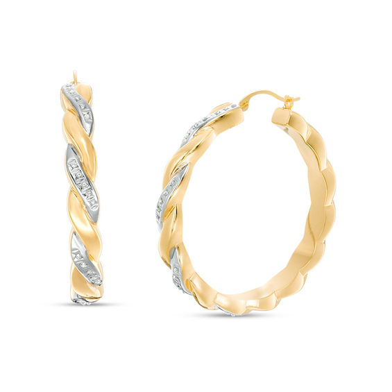 Diamond Fascination™ Twist Hoop Earrings in 14K Gold