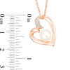 Thumbnail Image 2 of Freshwater Cultured Pearl and Lab-Created White Sapphire Heart Pendant in Sterling Silver with 14K Rose Gold Plate