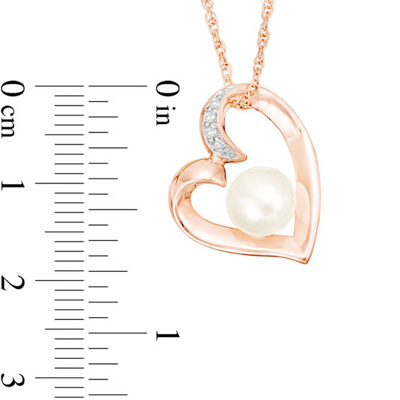 Freshwater Cultured Pearl and Lab-Created White Sapphire Heart Pendant in Sterling Silver with 14K Rose Gold Plate