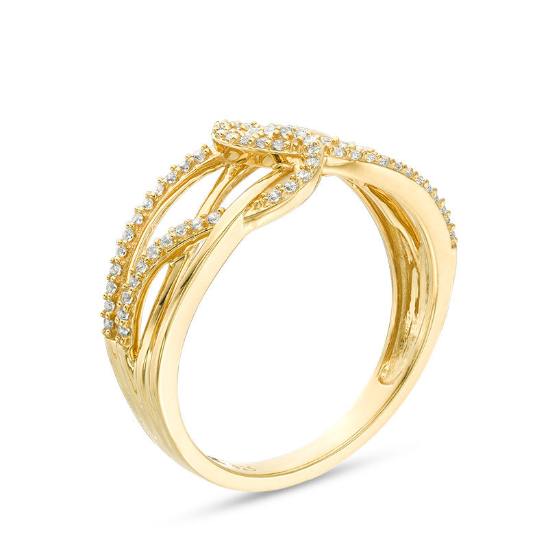 Main Image 3 of 1/6 CT. T.W. Diamond Layered Crossover Looped Ring in 10K Gold