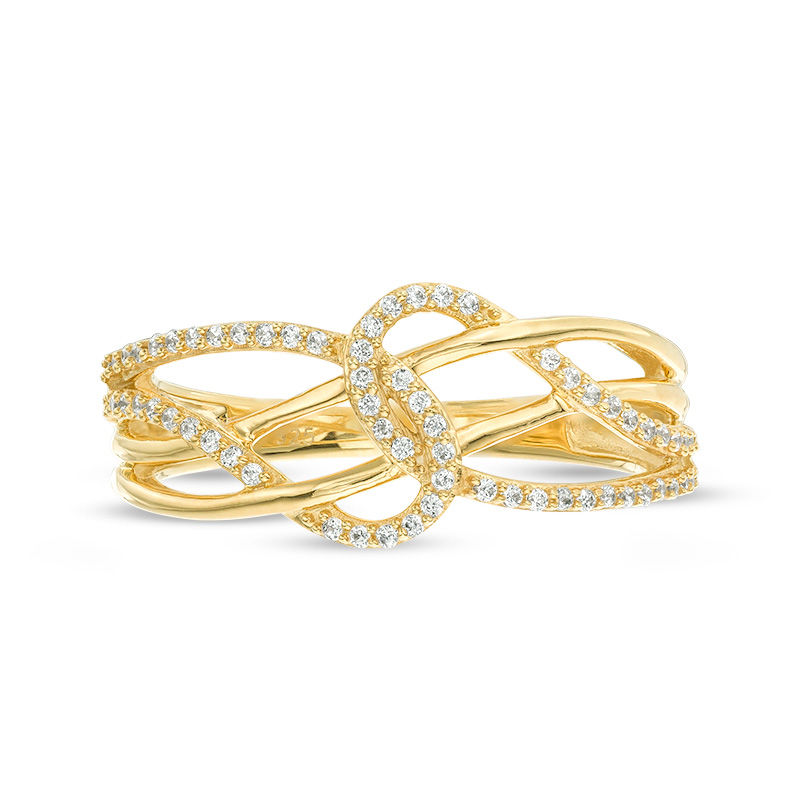 Main Image 4 of 1/6 CT. T.W. Diamond Layered Crossover Looped Ring in 10K Gold