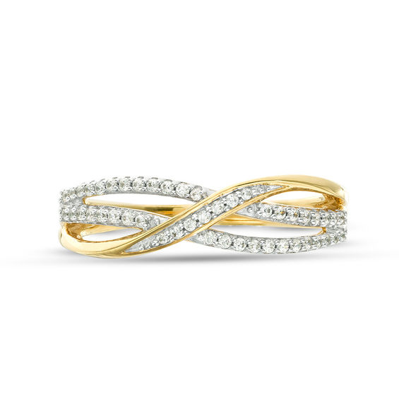 1/6 CT. T.w. Diamond Layered Crossover Anniversary Band in 10K Gold