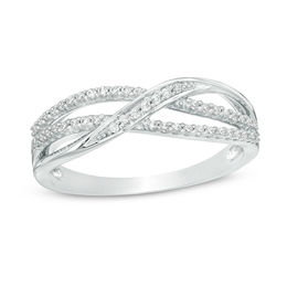 1/6 CT. T.W. Diamond Layered Crossover Anniversary Band in 10K White Gold