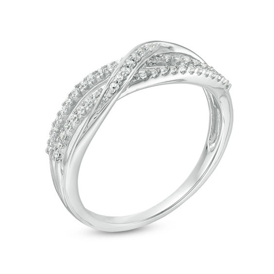 1/6 CT. T.w. Diamond Layered Crossover Anniversary Band in 10K White Gold