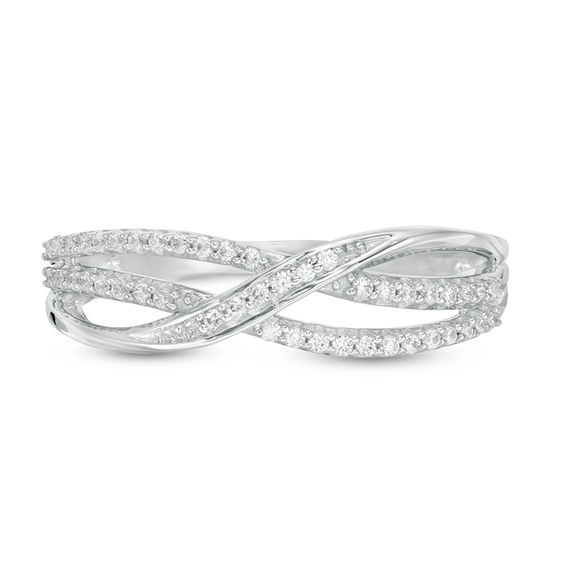 1/6 CT. T.w. Diamond Layered Crossover Anniversary Band in 10K White Gold