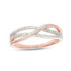 Thumbnail Image 1 of 1/6 CT. T.W. Diamond Layered Crossover Anniversary Band in 10K Rose Gold
