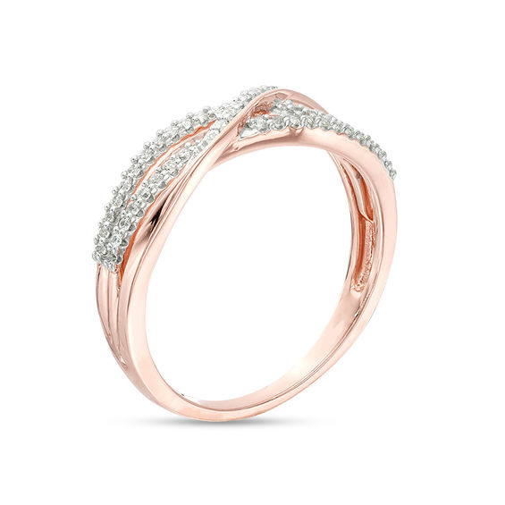 1/6 CT. T.w. Diamond Layered Crossover Anniversary Band in 10K Rose Gold