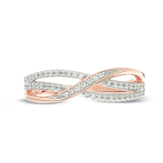 1/6 CT. T.w. Diamond Layered Crossover Anniversary Band in 10K Rose Gold