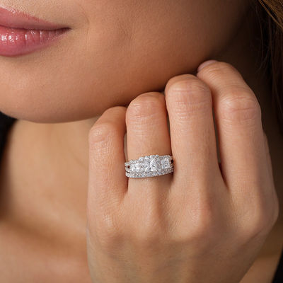 3.45 Round Cut 3-Stone Engagement Wedding Bridal Anniversary Ring 14k White Gold