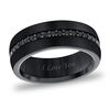 Thumbnail Image 0 of Men's 8.0mm Black Sapphire Groove Brushed Finish Wedding Band in Black Tungsten (1 Line)