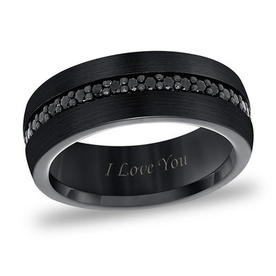 Black High Quality Mens Women’s Brush Band Ring New Polished Stainless steel