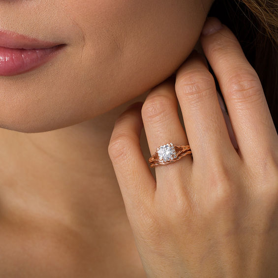 1-1/6 CT. T.w. Diamond Square Frame Twist Rope Bridal Set in 14K Rose Gold