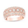 Thumbnail Image 0 of 1 CT. T.W. Diamond Seven Stone Hexagon Frame Vintage-Style Anniversary Band in 10K Rose Gold