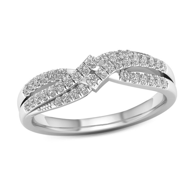 Main Image 1 of 1/3 CT. T.W. Diamond Crossover Anniversary Band in 10K White Gold