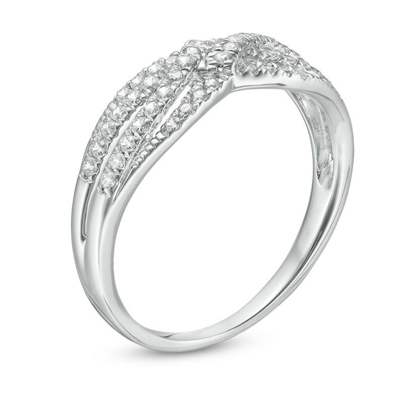 Main Image 3 of 1/3 CT. T.W. Diamond Crossover Anniversary Band in 10K White Gold