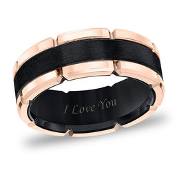 8.0mm Brushed Comfort Fit Wedding Band in Two-Tone Tungsten (1 Line)