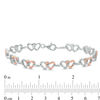 Thumbnail Image 2 of 1/10 CT. T.W. Diamond Interlocking Hearts Bracelet in Sterling Silver and 10K Rose Gold - 7.25"