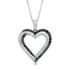 Thumbnail Image 1 of 1/2 CT. T.W. Enhanced Black and White Diamond Double Heart Pendant in Sterling Silver