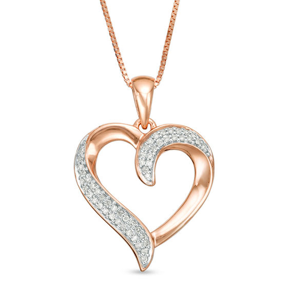 1/8 CT. T.w. Diamond Heart Pendant in 10K Rose Gold