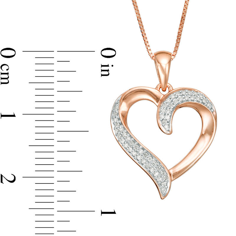 Main Image 2 of 1/8 CT. T.W. Diamond Heart Pendant in 10K Rose Gold