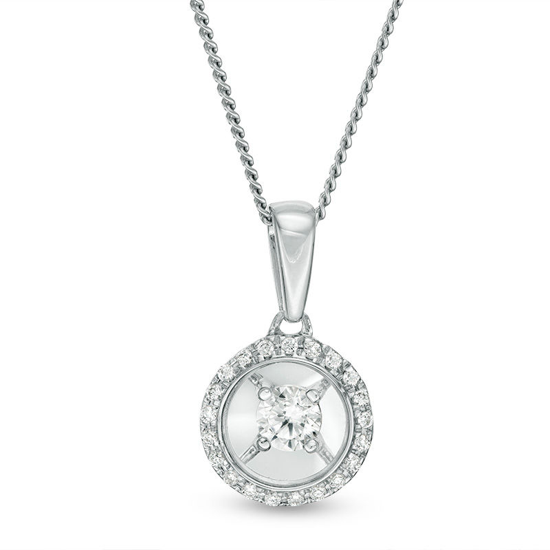 Main Image 1 of Magnificence™ 1/6 CT. T.W. Diamond Frame Pendant in 10K White Gold