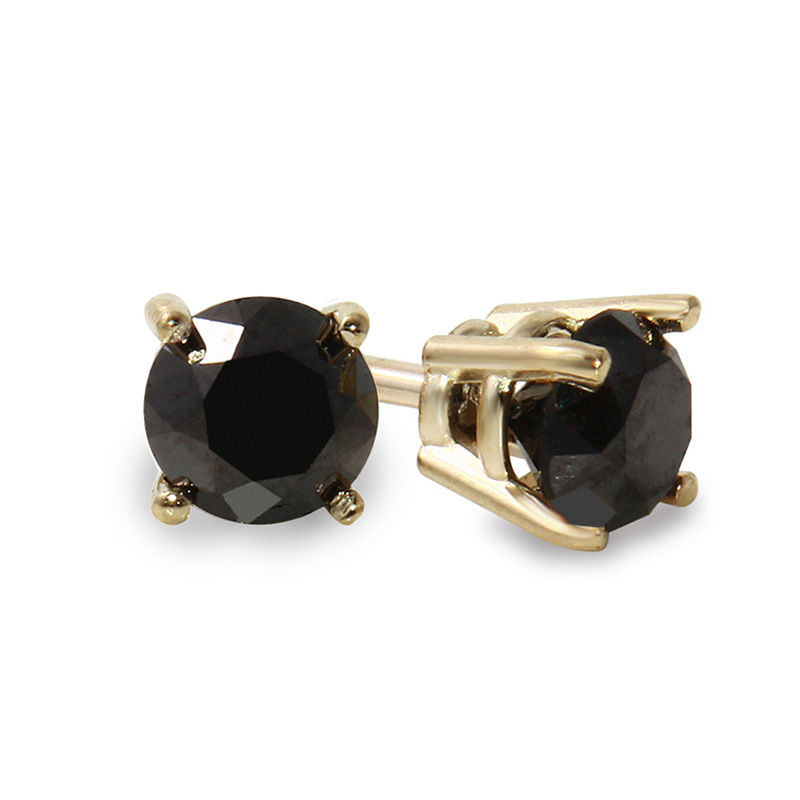 Main Image 1 of 3 CT. T.W. Black Diamond Solitaire Stud Earrings in 14K Gold