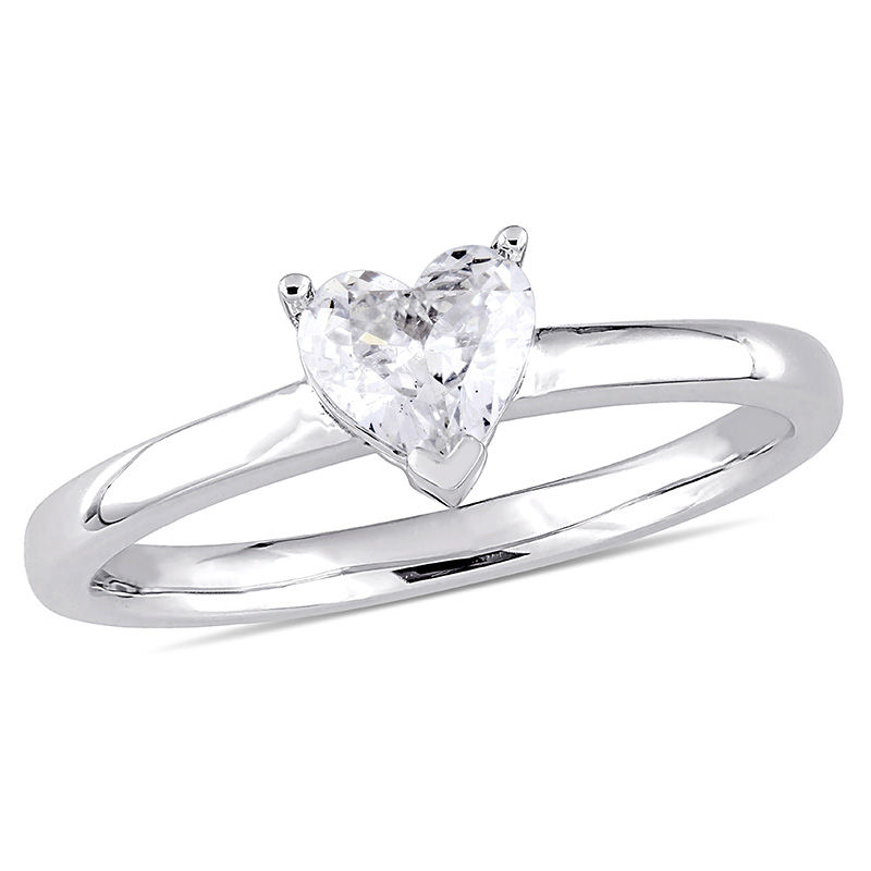 1/2 CT. HeartShaped Diamond Solitaire Engagement Ring in 14K White