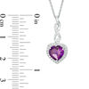 Thumbnail Image 2 of Heart-Shaped Amethyst and Lab-Created White Sapphire Infinity Drop Pendant and Earrings Set in Sterling Silver