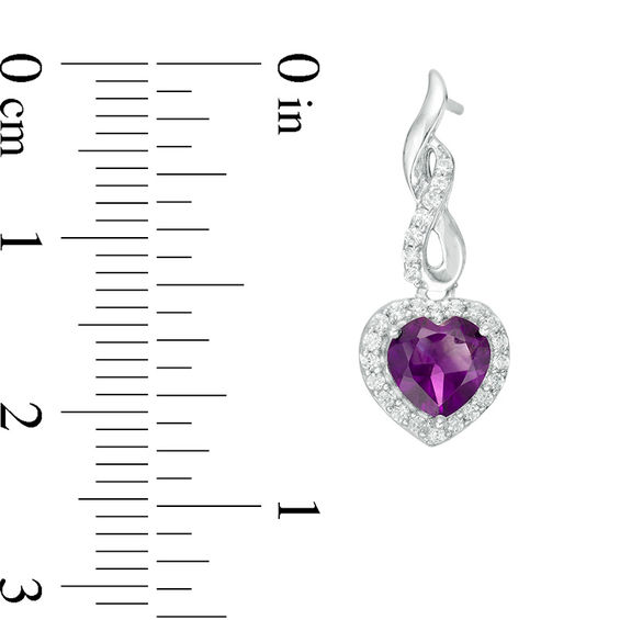 Heart-Shaped Amethyst and Lab-Created White Sapphire Infinity Drop Pendant and Earrings Set in Sterling Silver