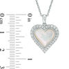Thumbnail Image 2 of Mother-of-Pearl and Lab-Created White Sapphire Frame Heart Pendant in Sterling Silver