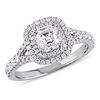 Thumbnail Image 0 of 1-1/5 CT. T.W. Asscher-Cut Diamond Double Frame Engagement Ring in 14K White Gold (H/SI1)