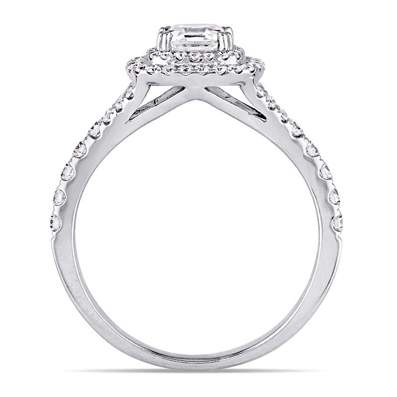 1-1/5 CT. T.W. Asscher-Cut Diamond Double Frame Engagement Ring in 14K White Gold (H/SI1)