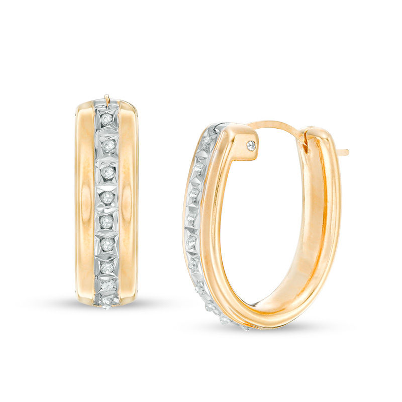 Diamond Fascination™ "U" Hoop Earrings in 14K Gold