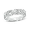 Thumbnail Image 1 of 1/2 CT. T.W. Diamond Three Stone Contour Vintage-Style Anniversary Band in 14K White Gold