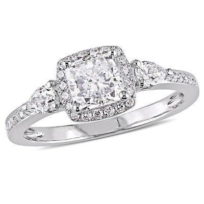 1 1 3 Ct T W Cushion Cut Diamond Frame Engagement Ring In 14k