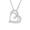 Thumbnail Image 1 of Diamond Accent Offset Heart Pendant in 10K White Gold