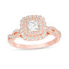 Thumbnail Image 1 of 1 CT. T.W. Princess-Cut Diamond Double Frame Twist Engagement Ring in 14K Rose Gold