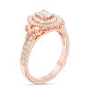 Thumbnail Image 1 of 1 CT. T.W. Oval Diamond Double Frame V-Sides Engagement Ring in 14K Rose Gold