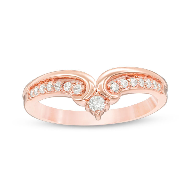Main Image 1 of 1/5 CT. T.W. Diamond Crown Contour Wedding Band in 14K Rose Gold