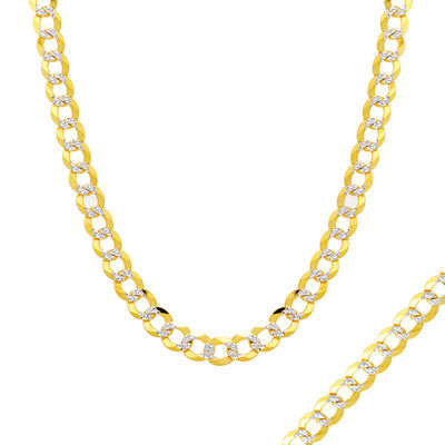 Mens Gold Chain Necklace 2.3 mm wide Diamond Cut Curb Style