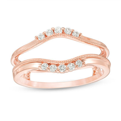 14K Rose Gold Round Diamond Contour Enhancer Ring Ladies Wedding Band 0.25 Ct. 