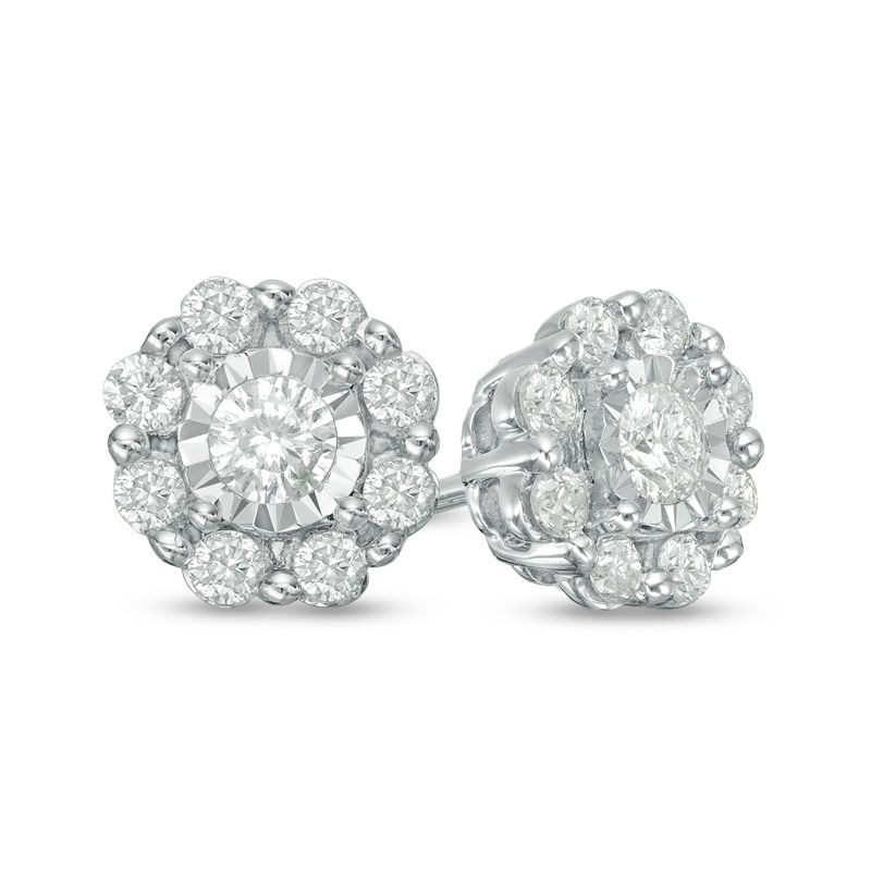 1/2 CT. T.W. Diamond Snowflake Stud Earrings in 10K White Gold