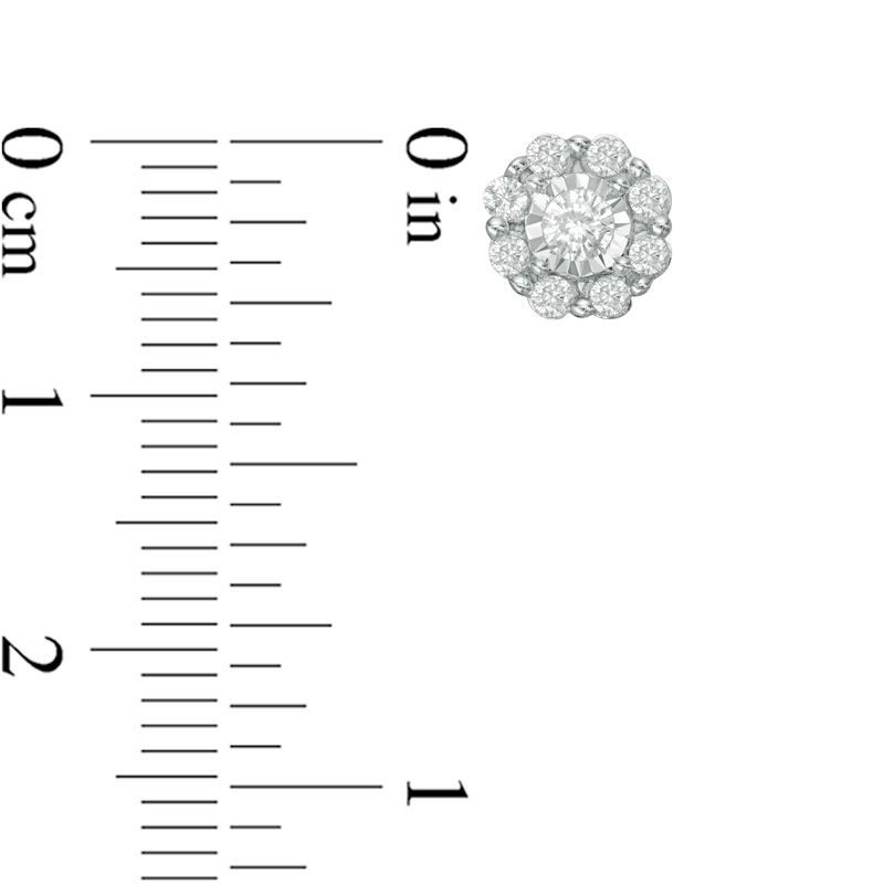 Main Image 2 of 1/2 CT. T.W. Diamond Snowflake Stud Earrings in 10K White Gold