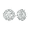 Thumbnail Image 1 of 1/2 CT. T.W. Diamond Double Flower Frame Stud Earrings in 10K White Gold