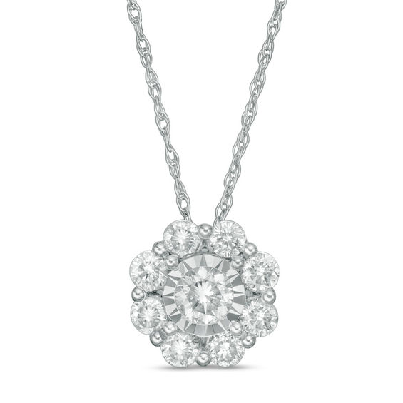1/2 CT. T.w. Diamond Snowflake Pendant in 10K White Gold
