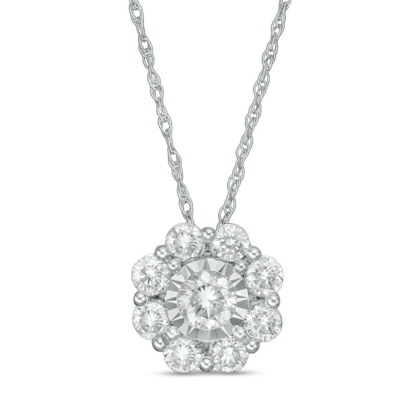 Main Image 1 of 1/2 CT. T.W. Diamond Snowflake Pendant in 10K White Gold