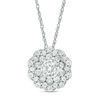 Thumbnail Image 1 of 1/2 CT. T.W. Diamond Double Flower Frame Pendant in 10K White Gold
