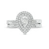 Thumbnail Image 4 of 1/4 CT. T.W. Diamond Double Pear-Shaped Frame Bridal Set in Sterling Silver